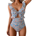 🏖️Soldes d'été 🌊 Maillot de bain une pièce Aqua Eve pour femme, amincissant au niveau du ventre 💃 Encolure en V flatteuse 🩱 Design froncé amincissant 🌸 Volants élégants et découpes chics 💕