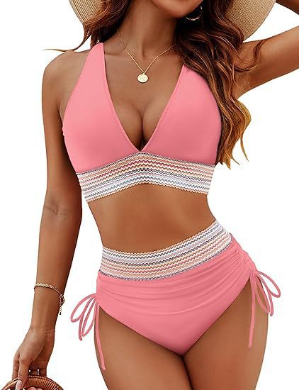 👙Ensemble de bikini très cintré avec contrôle du ventre et design en blocs de couleur