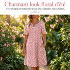 🌸 -50% | Robe décontractée à col V pour femme – Imprimé tendance avec poches👗