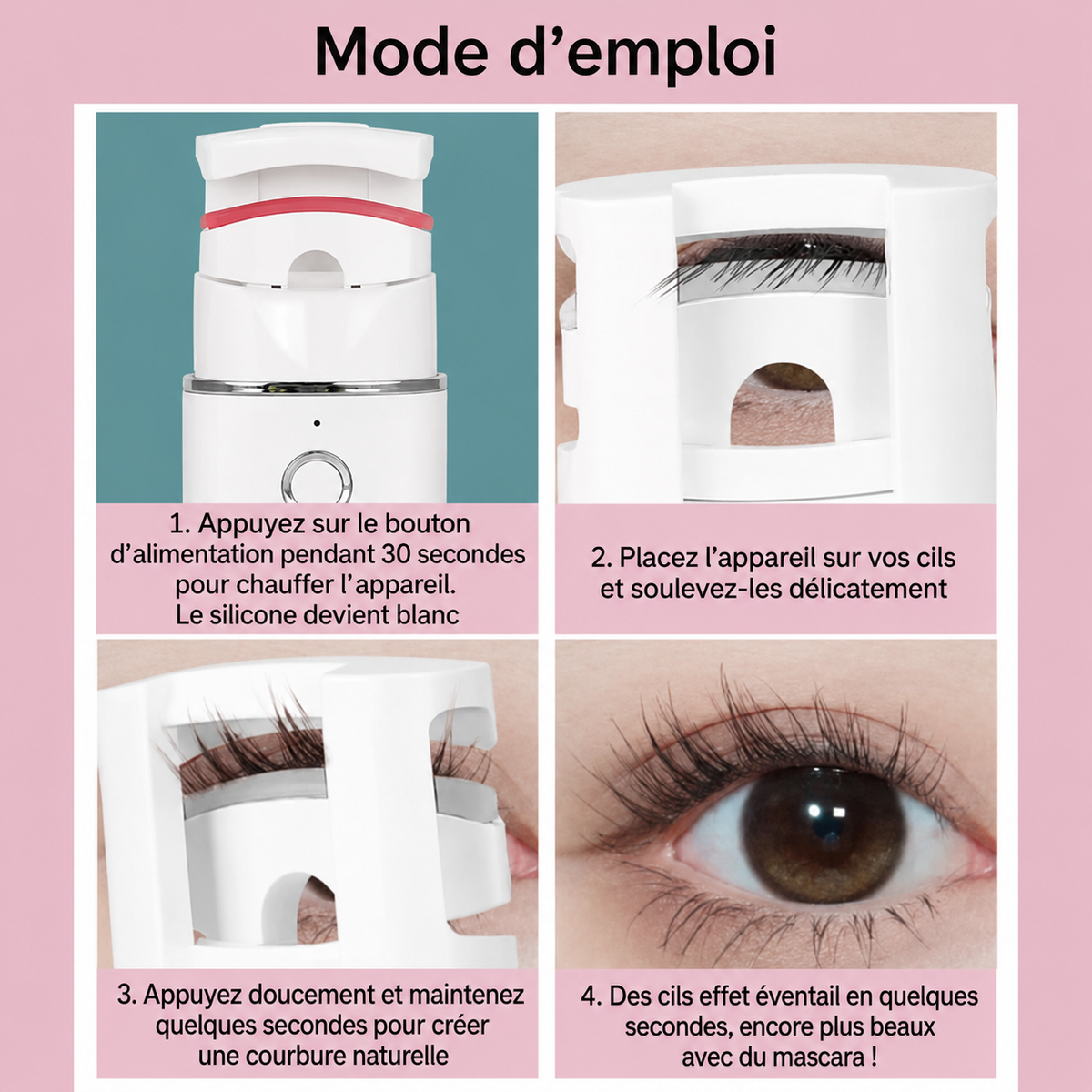 💖 ⏳ -50% | Recourbe-cils chauffant électrique rechargeable – Des cils naturellement recourbés