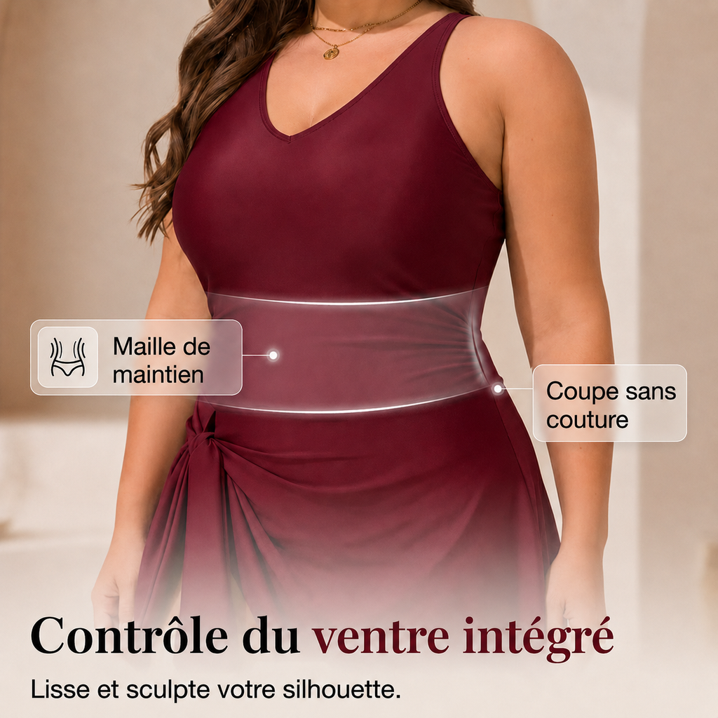 🔥 -50% | Robe de bain 1 pièce grande taille pour femme👙 – Élégante, confortable et gainante