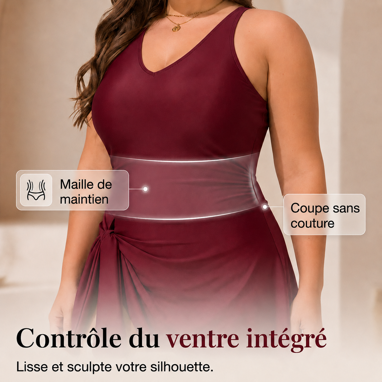 🔥 -50% | Robe de bain 1 pièce grande taille pour femme👙 – Élégante, confortable et gainante
