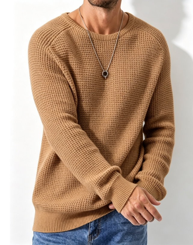 Pull moderne en maille gaufrée pour homme