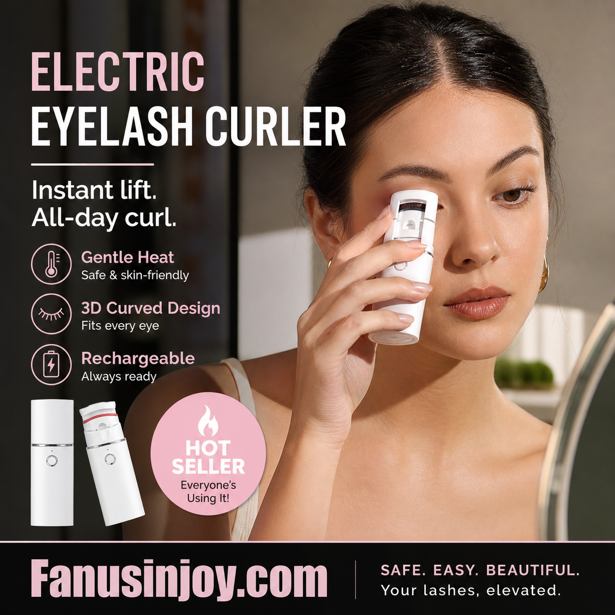 💖 ⏳ -50% | Recourbe-cils chauffant électrique rechargeable – Des cils naturellement recourbés