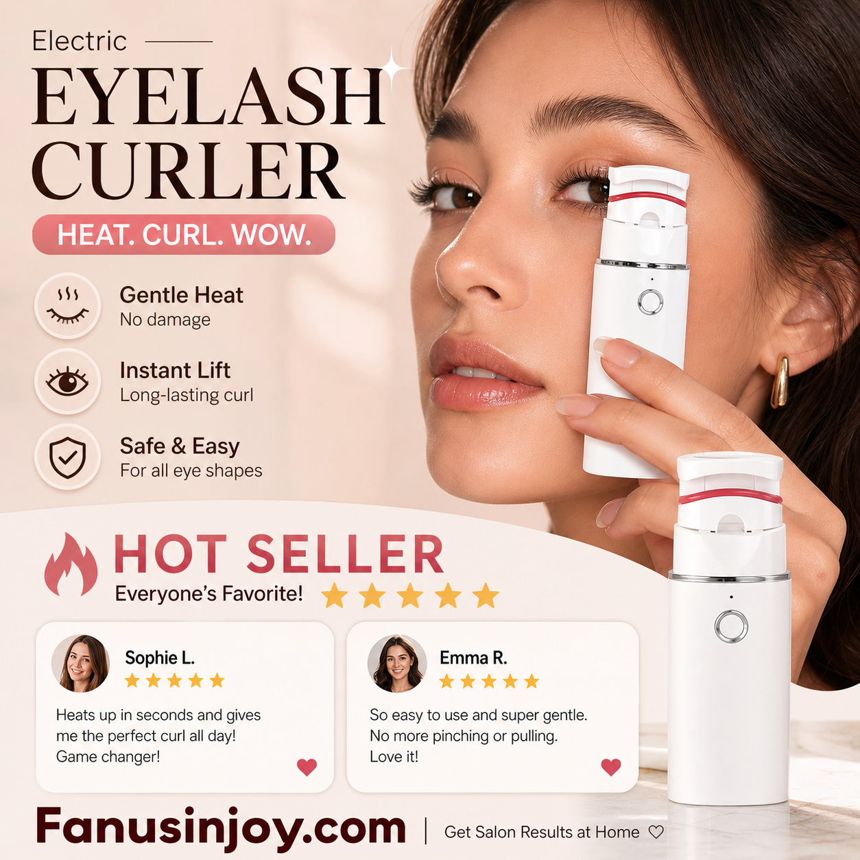 💖 ⏳ -50% | Recourbe-cils chauffant électrique rechargeable – Des cils naturellement recourbés