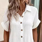 🔥Vente chaude🔥Robe chemise boutonnée à manches courtes et à poches pour femmes