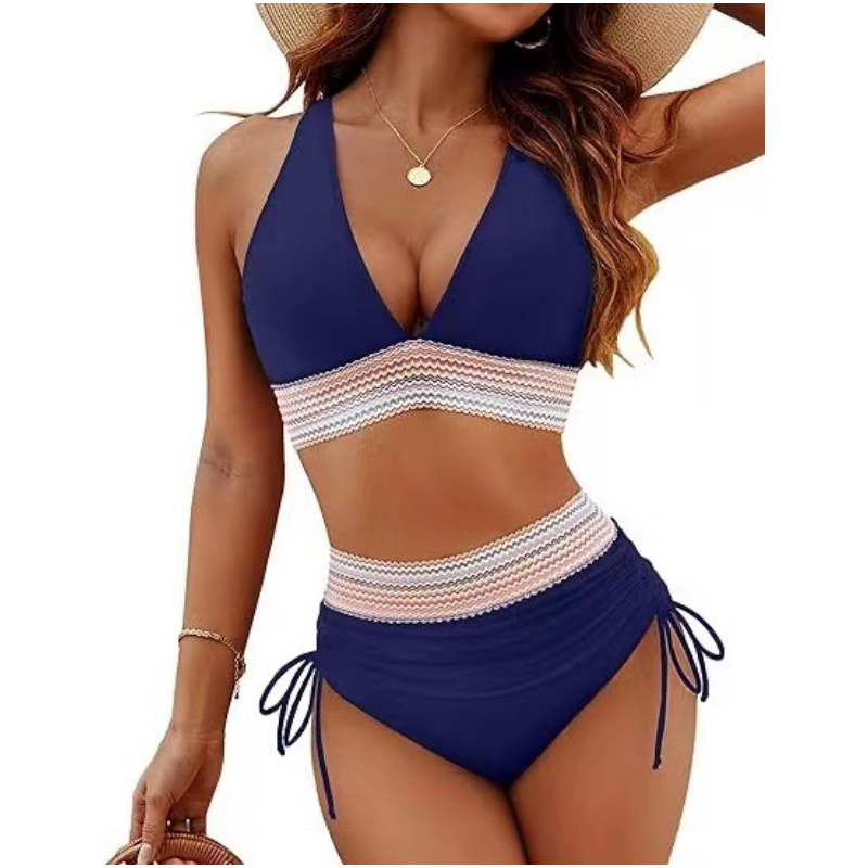 👙Ensemble de bikini très cintré avec contrôle du ventre et design en blocs de couleur