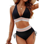 👙Ensemble de bikini très cintré avec contrôle du ventre et design en blocs de couleur