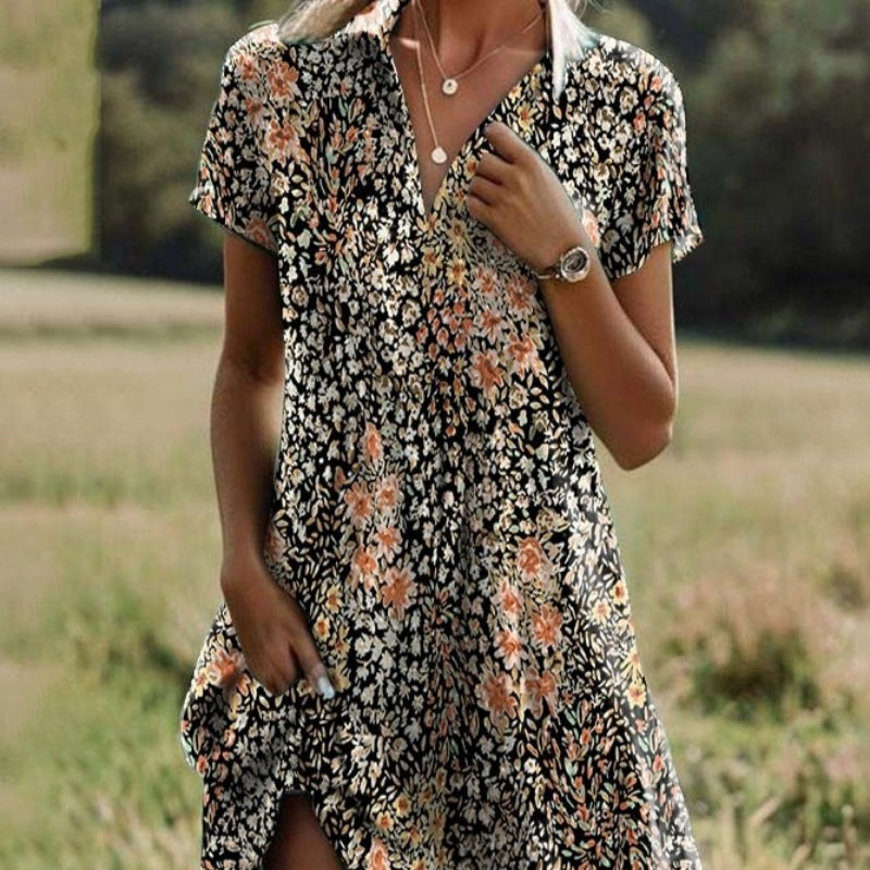 🌸 50% DE RÉDUCTION! 👗 Robe décontractée à imprimé et col en V pour femme