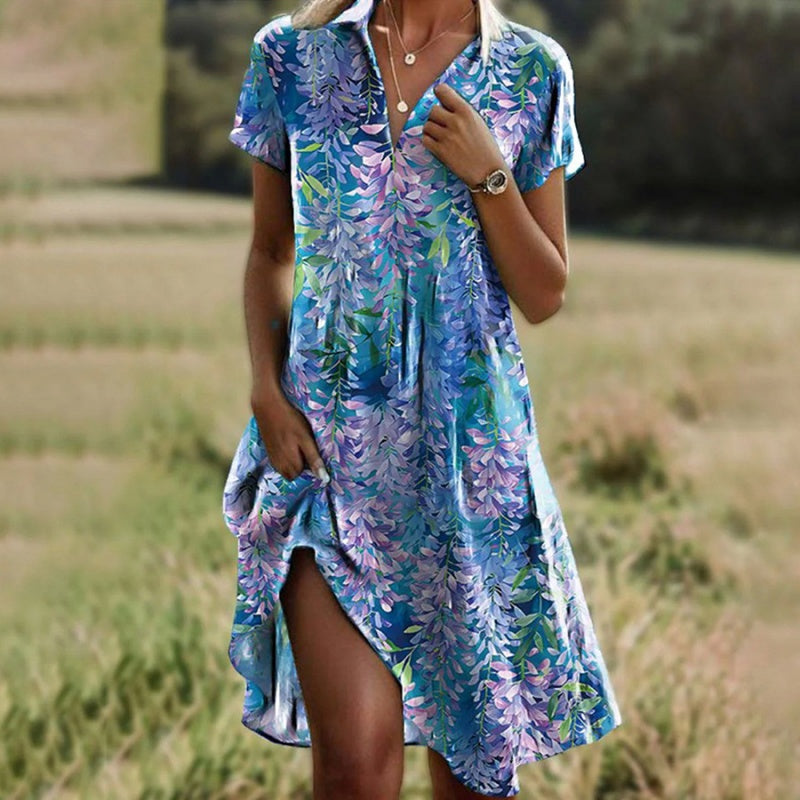 🌸 50% DE RÉDUCTION! 👗 Robe décontractée à imprimé et col en V pour femme