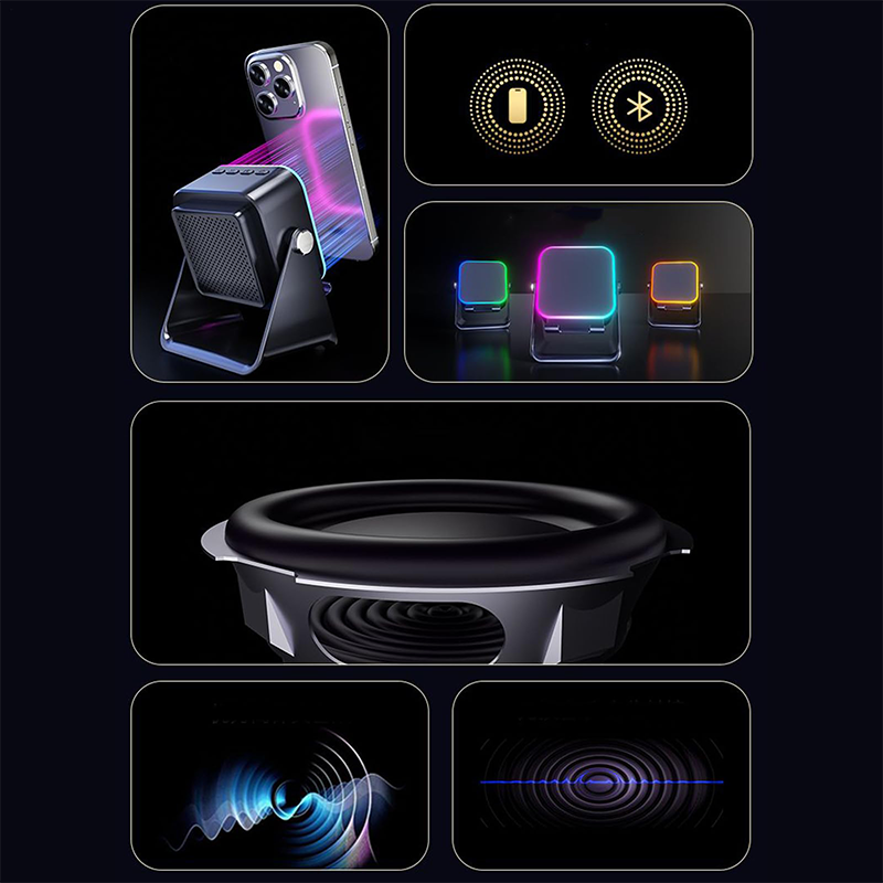 🔥 -60% POUR UNE DURÉE LIMITÉE 📱 Enceinte 5-en-1 à Induction avec Support Téléphone – Bluetooth 5.3, Éclairage 360° & Design Pliable