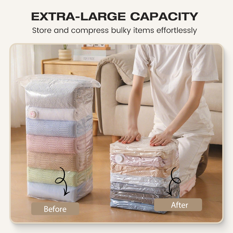 🧳 ACHETEZ 3, OBTENEZ 2 GRATUIT ! 💨 Grand Sac de Rangement Sous Vide Compressible – Sans Pompe, Étanche & Léger – Idéal pour Économiser de l’Espace dans les Valises ou à la Maison ✈️