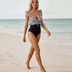 🏖️Soldes d'été 🌊 Maillot de bain une pièce Aqua Eve pour femme, amincissant au niveau du ventre 💃 Encolure en V flatteuse 🩱 Design froncé amincissant 🌸 Volants élégants et découpes chics 💕