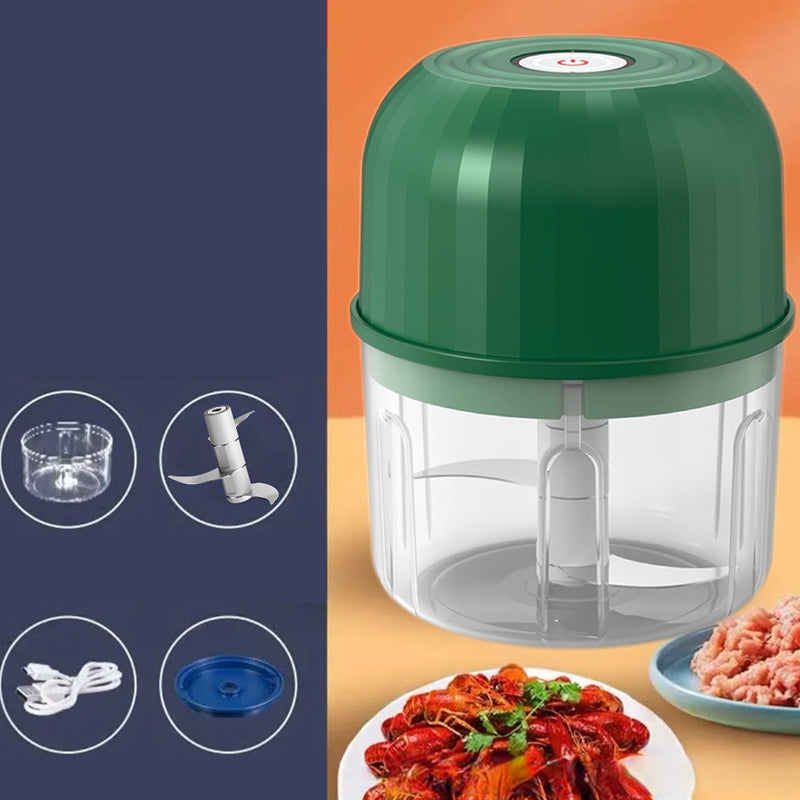 🍃🧄 Hachoir rechargeable USB-C – 3 lames, bol démontable lavable, parfait pour ail, oignons, légumes et petits pots bébé, 3 coloris 🧅🧸