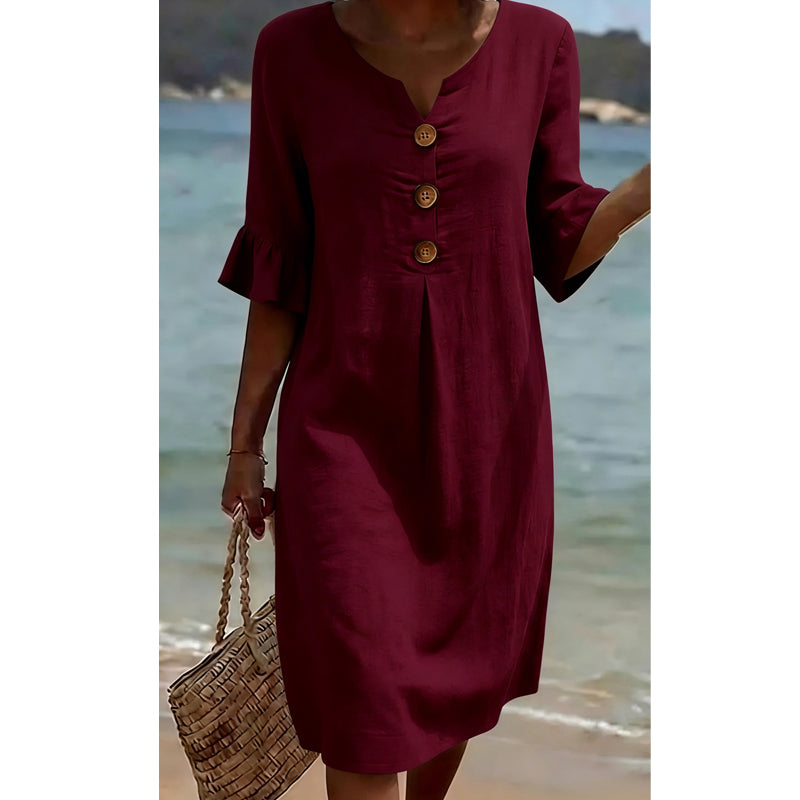 👗Robe en coton pour femme – couleur unie, confortable et respirante – idéale au quotidien, à la plage et pour les loisirs – coupe légère et décontractée
