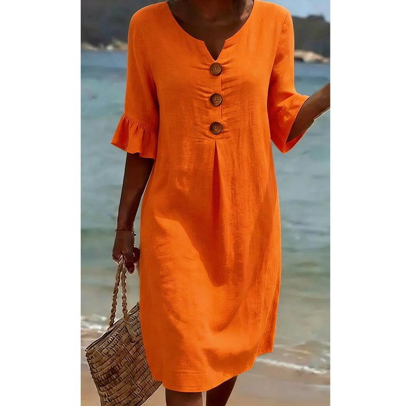 👗Robe en coton pour femme – couleur unie, confortable et respirante – idéale au quotidien, à la plage et pour les loisirs – coupe légère et décontractée