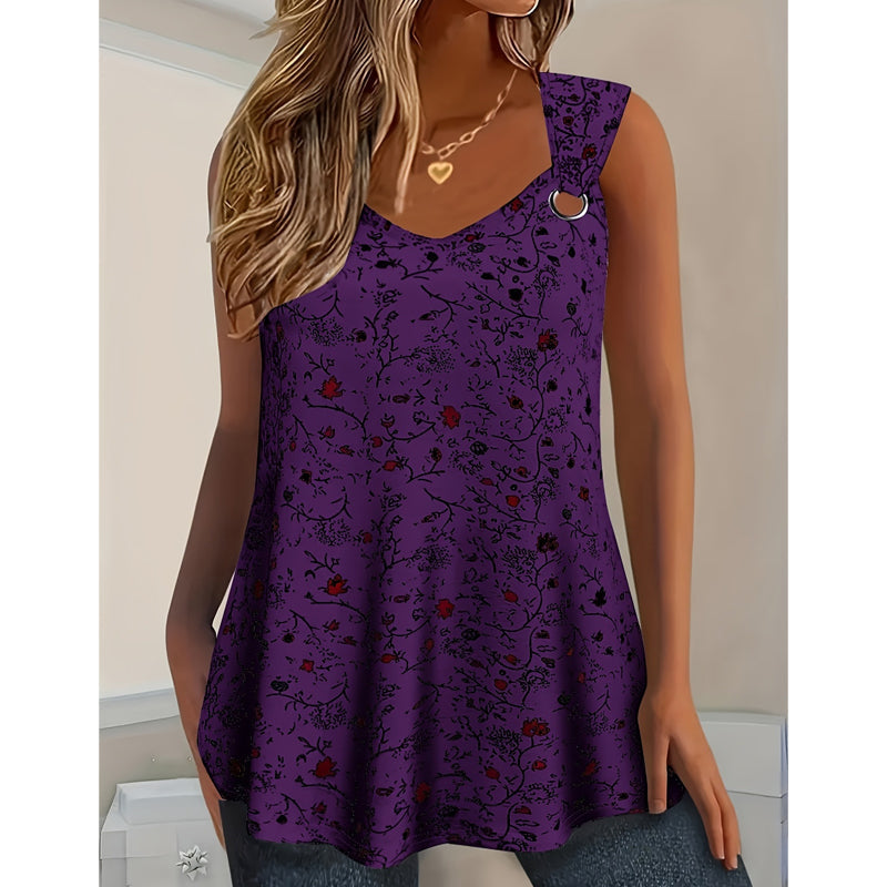 Débardeur d'été à imprimé floral pour femme