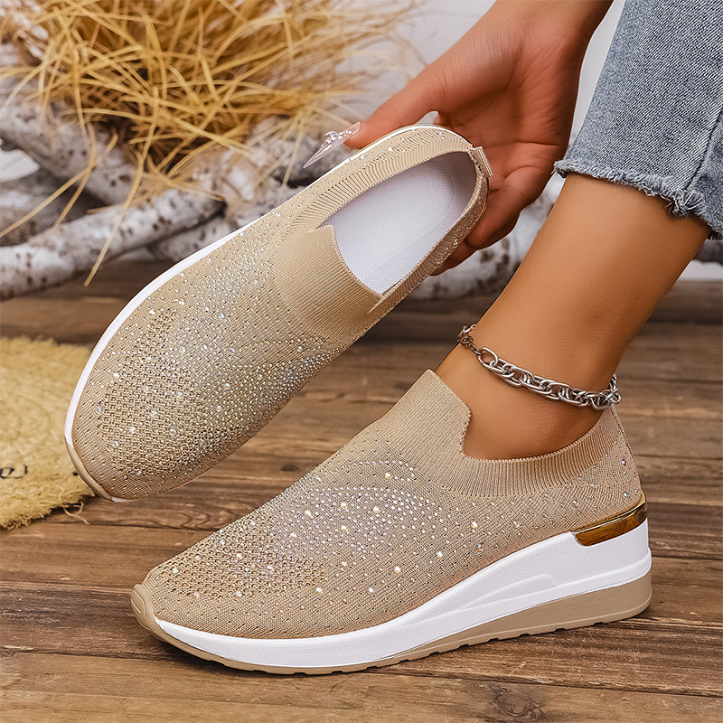 👟✨ Baskets femme à enfiler avec papillon en strass