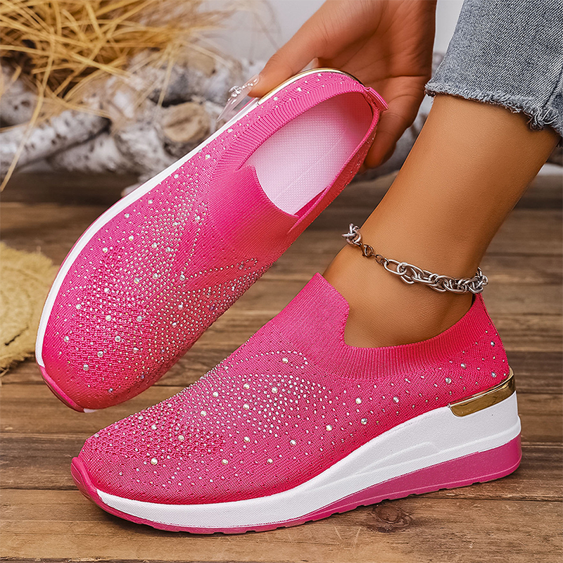 👟✨ Baskets femme à enfiler avec papillon en strass