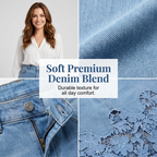 Jupe moulante en jean pour femme avec bordure en dentelle ajourée