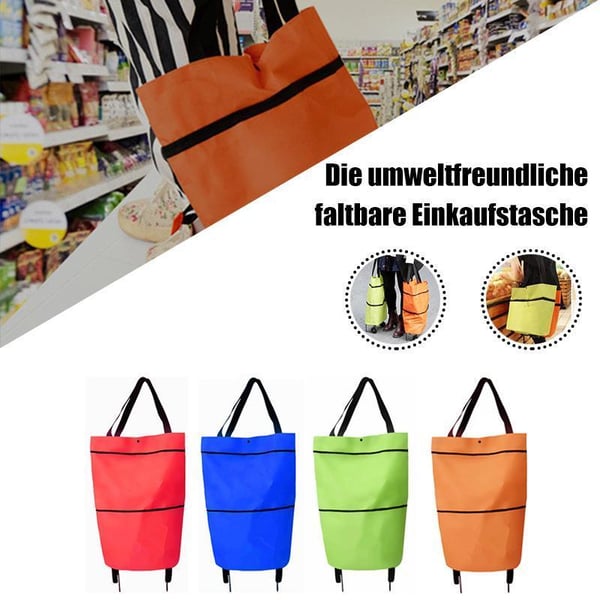 🛒🔥 Chariot de courses 2 en 1 pliable léger et résistant, transport facile pour supermarché et déplacement quotidien ✨