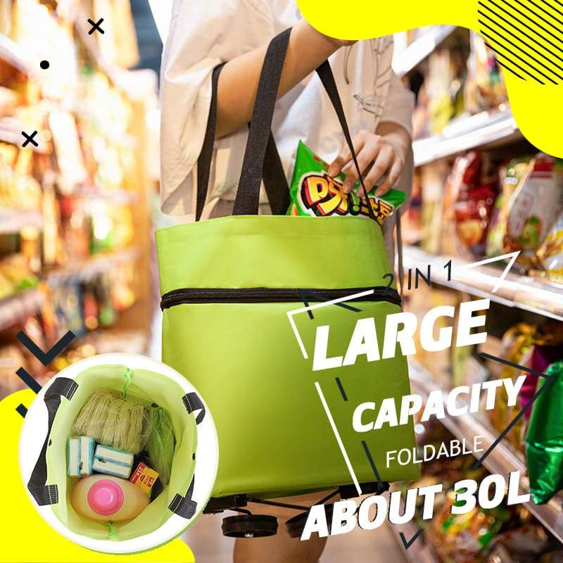 🛒🔥 Chariot de courses 2 en 1 pliable léger et résistant, transport facile pour supermarché et déplacement quotidien ✨