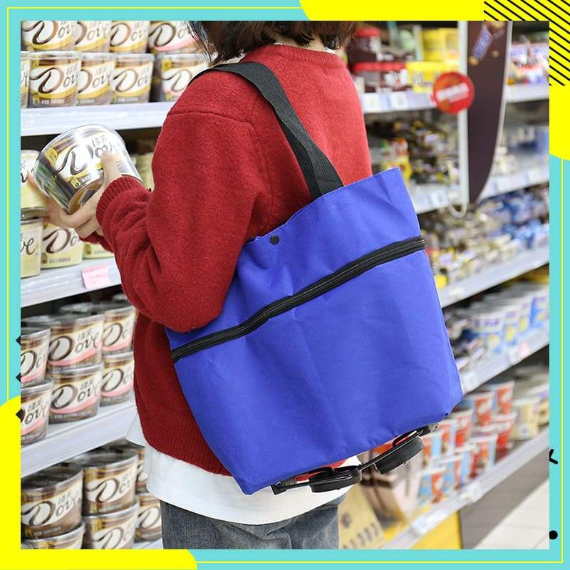 🛒🔥 Chariot de courses 2 en 1 pliable léger et résistant, transport facile pour supermarché et déplacement quotidien ✨