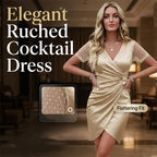 👗✨ Robe moulante plissée à encolure en V, idéale pour les dîners de gala et les soirées