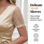 👗✨ Robe moulante plissée à encolure en V, idéale pour les dîners de gala et les soirées