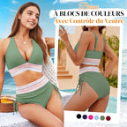 🔥Buy 2 get free shipping💃High Waisted Tummy Control Color Block Bikini Set