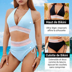 🔥Buy 2 get free shipping💃High Waisted Tummy Control Color Block Bikini Set