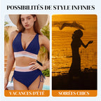 🔥Buy 2 get free shipping💃High Waisted Tummy Control Color Block Bikini Set