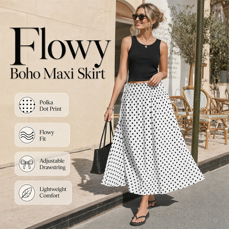 ✨ -50% | Jupe midi à pois pour femme – Légère, confortable et élégante