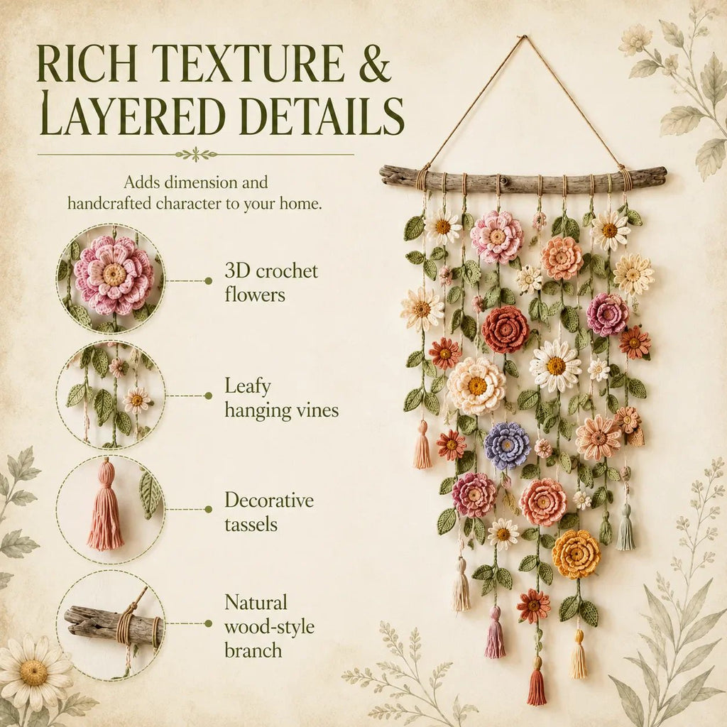 🌷 Fleur crochetée murale – Offre spéciale, dernier jour ! 💐