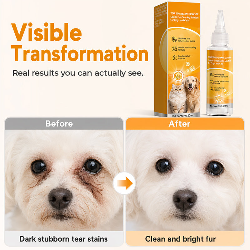 🐶 -50% | Gouttes de soin pour les yeux des animaux – Aident à réduire les taches de larmes