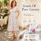 🌺👗Damenkleid mit V-Ausschnitt, Blumenmuster und gedrehter Taille