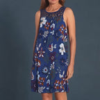 💥Sconto del 50% a tempo limitato🔥 Abito Senza Maniche con Stampa | Vestibilità Ampia Nasconde il Pancino | Anti-Piega & Senza Stiratura | Tessuto Misto Confortevole | Bianco/Nero/Blu Navy/Verde/Fucsia S-4XL