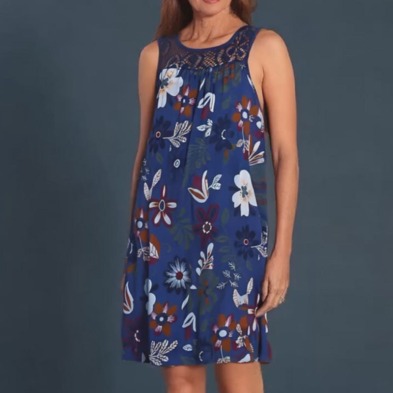 💥Sconto del 50% a tempo limitato🔥 Abito Senza Maniche con Stampa | Vestibilità Ampia Nasconde il Pancino | Anti-Piega & Senza Stiratura | Tessuto Misto Confortevole | Bianco/Nero/Blu Navy/Verde/Fucsia S-4XL