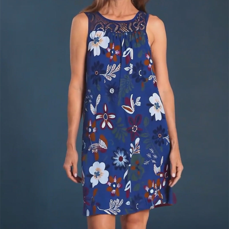 💥Sconto del 50% a tempo limitato🔥 Abito Senza Maniche con Stampa | Vestibilità Ampia Nasconde il Pancino | Anti-Piega & Senza Stiratura | Tessuto Misto Confortevole | Bianco/Nero/Blu Navy/Verde/Fucsia S-4XL