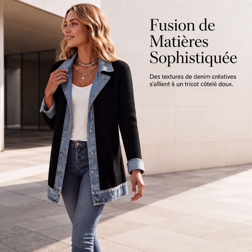 ⌛Dernier jour -50%🔥🧥Veste Femme en Maille & Denim🎁