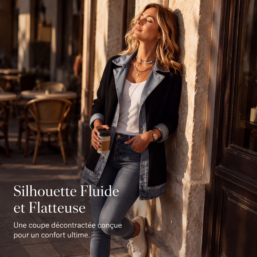 ⌛Dernier jour -50%🔥🧥Veste Femme en Maille & Denim🎁