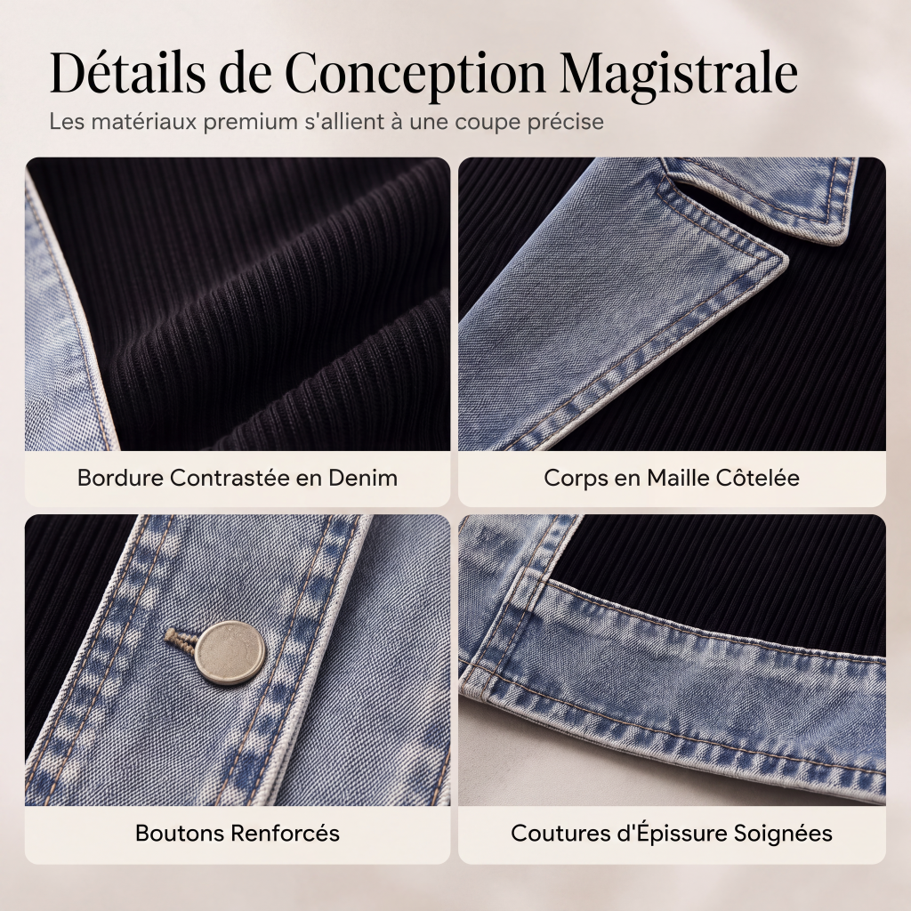 ⌛Dernier jour -50%🔥🧥Veste Femme en Maille & Denim🎁