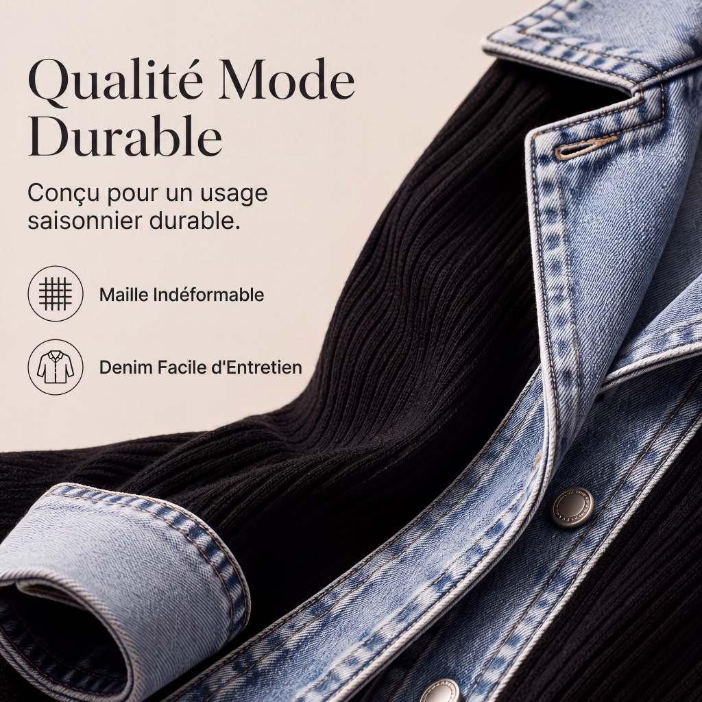 ⌛Dernier jour -50%🔥🧥Veste Femme en Maille & Denim🎁