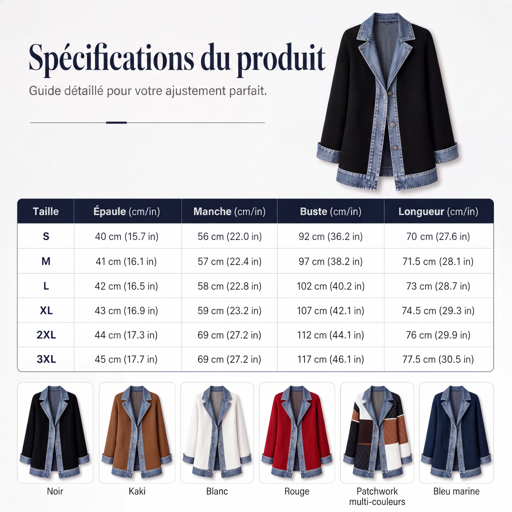 ⌛Dernier jour -50%🔥🧥Veste Femme en Maille & Denim🎁