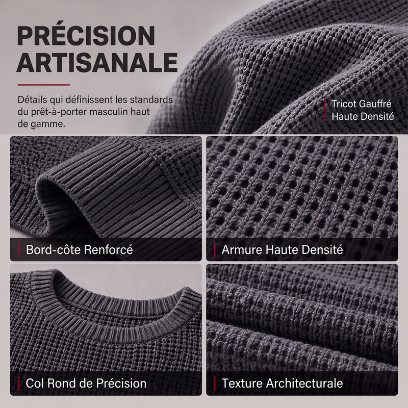 Pull moderne en maille gaufrée pour homme