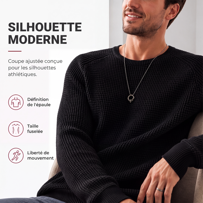 Pull moderne en maille gaufrée pour homme