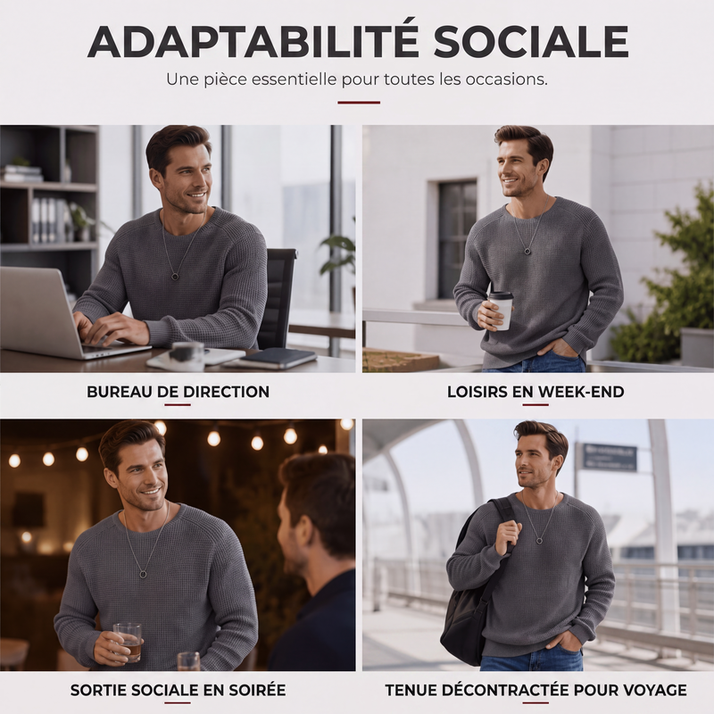 Pull moderne en maille gaufrée pour homme