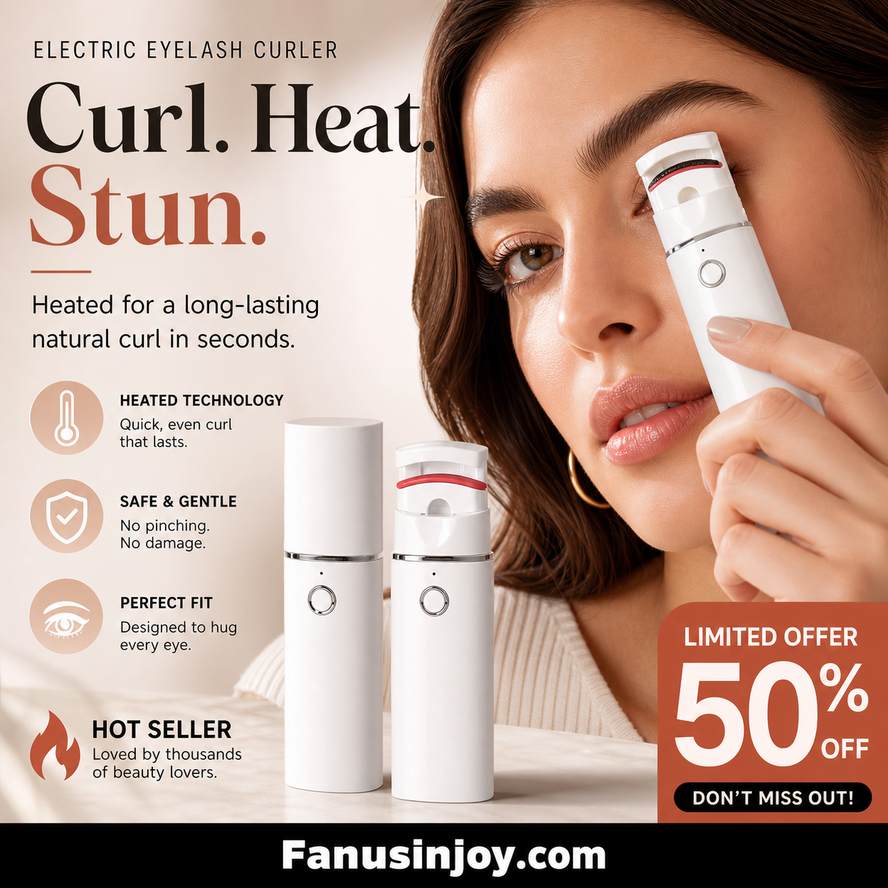 💖 ⏳ -50% | Recourbe-cils chauffant électrique rechargeable – Des cils naturellement recourbés